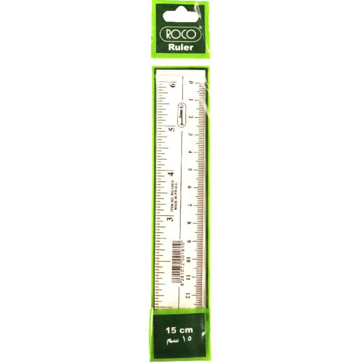 Roco 6" Beveled Edge Plastic Ruler