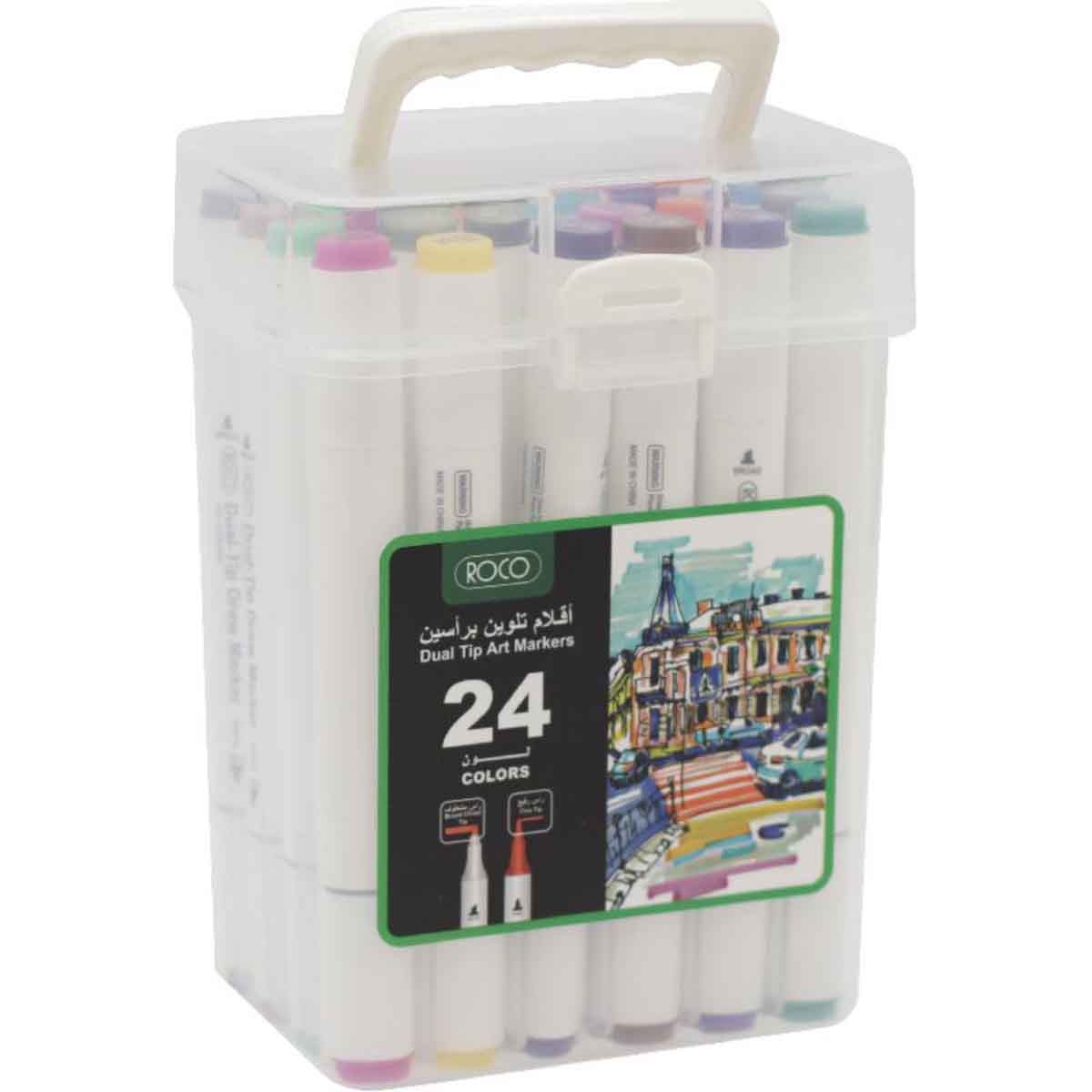 Roco 24-Piece Twin Tip Graphic Art Assorted Sketch Marker Set