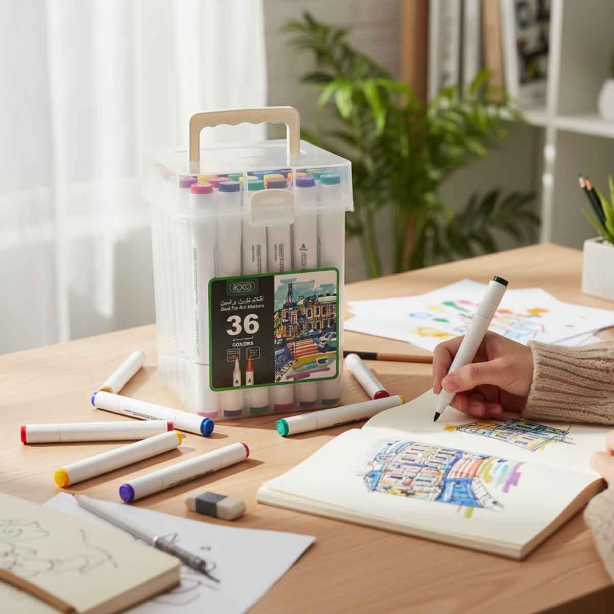 Roco 36-Piece Twin Tip Graphic Art Assorted Sketch Marker Set