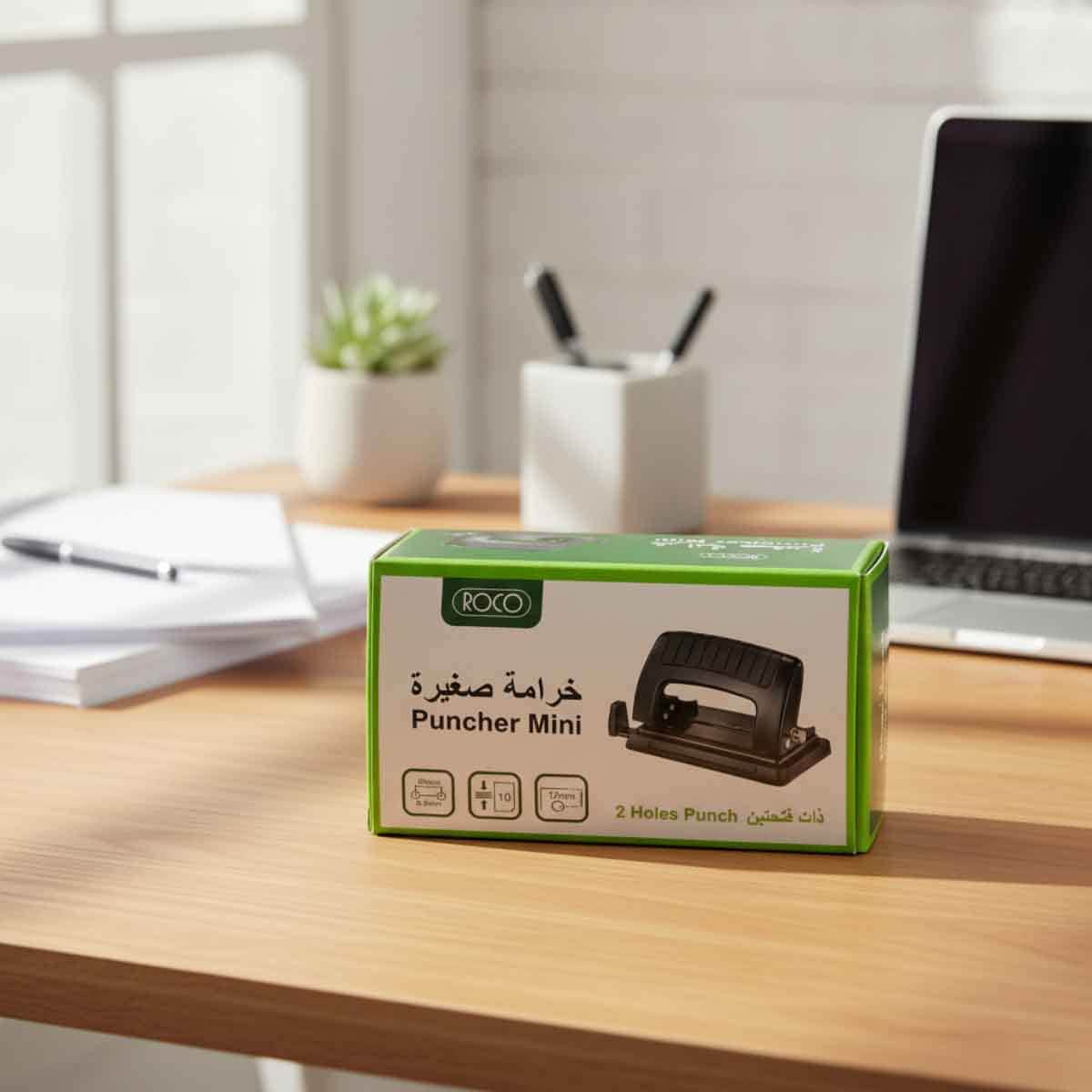 Roco Black 2-Holes Small Desk Puncher
