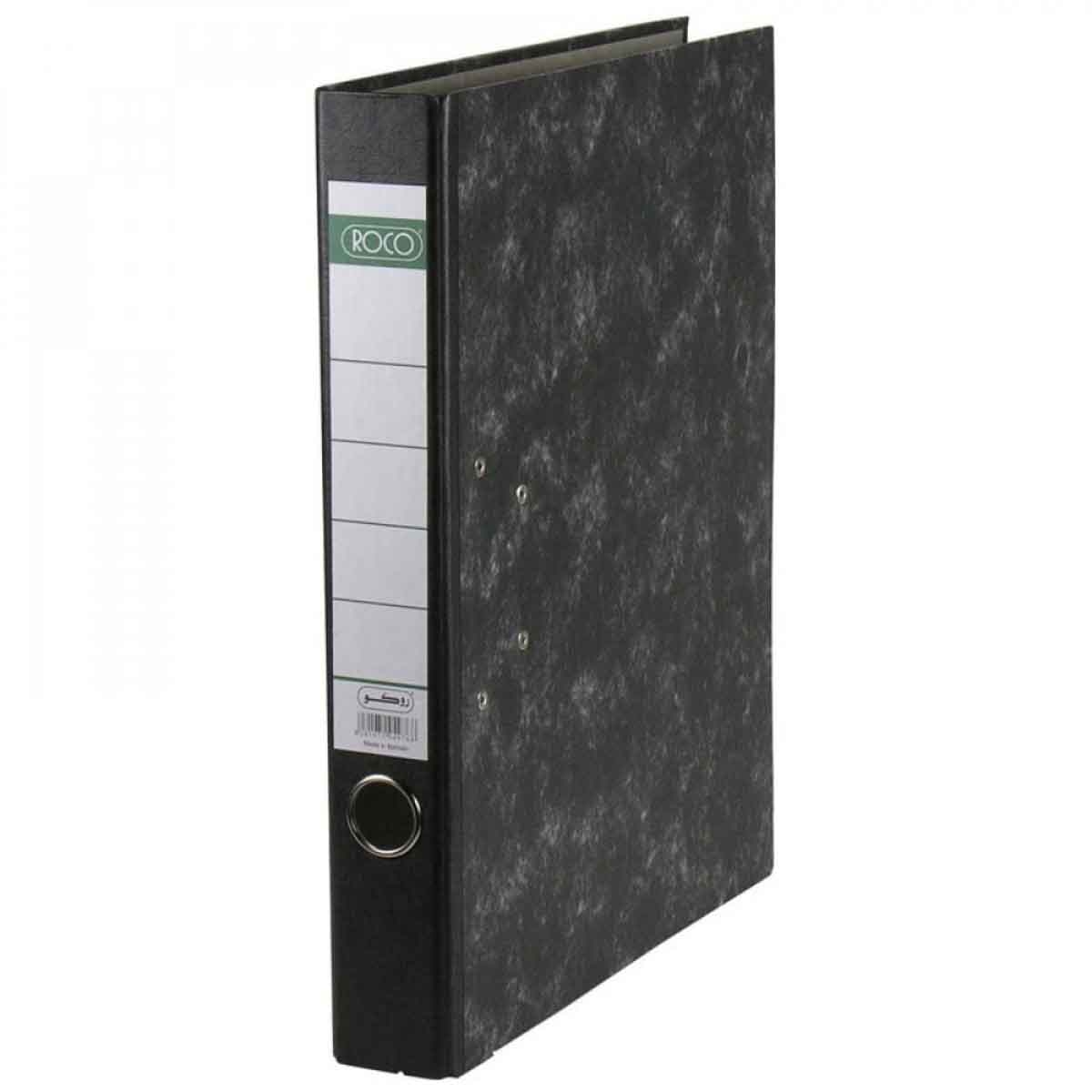 Roco 2" F4/A4 Black Pressboard/Steel Standard Box File