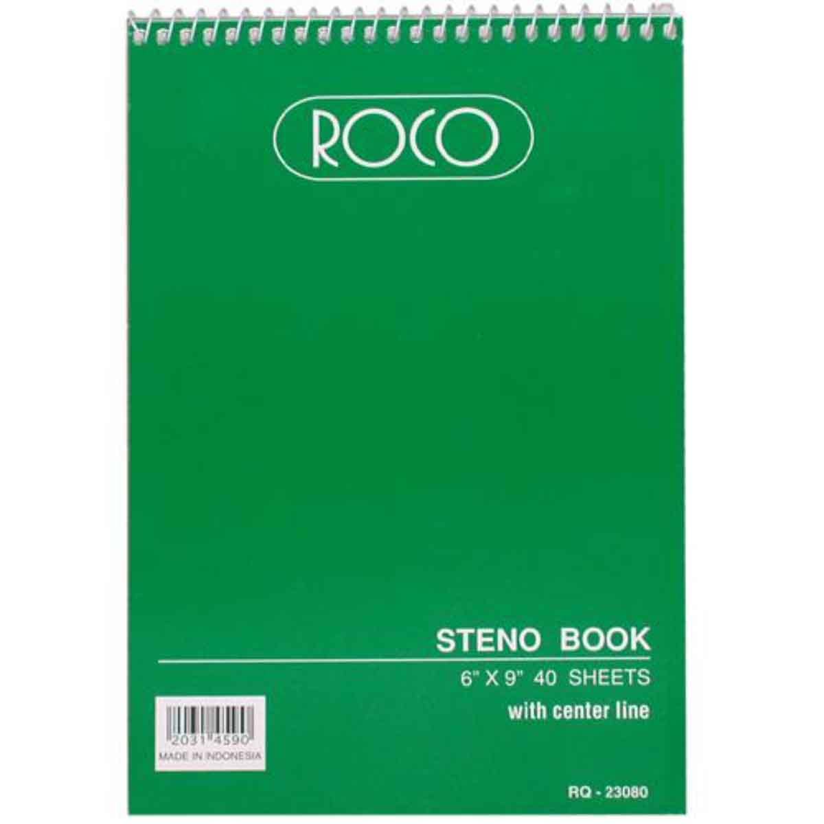Roco Green 40-Sheets 6" x 9" Gregg Ruled Steno Notebook