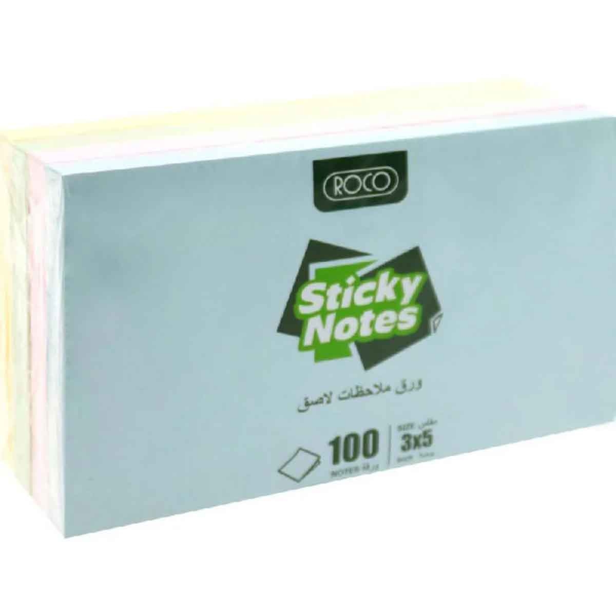Roco Pastel 100-Piece 3" x 5" Assorted Sticky Notes Pack