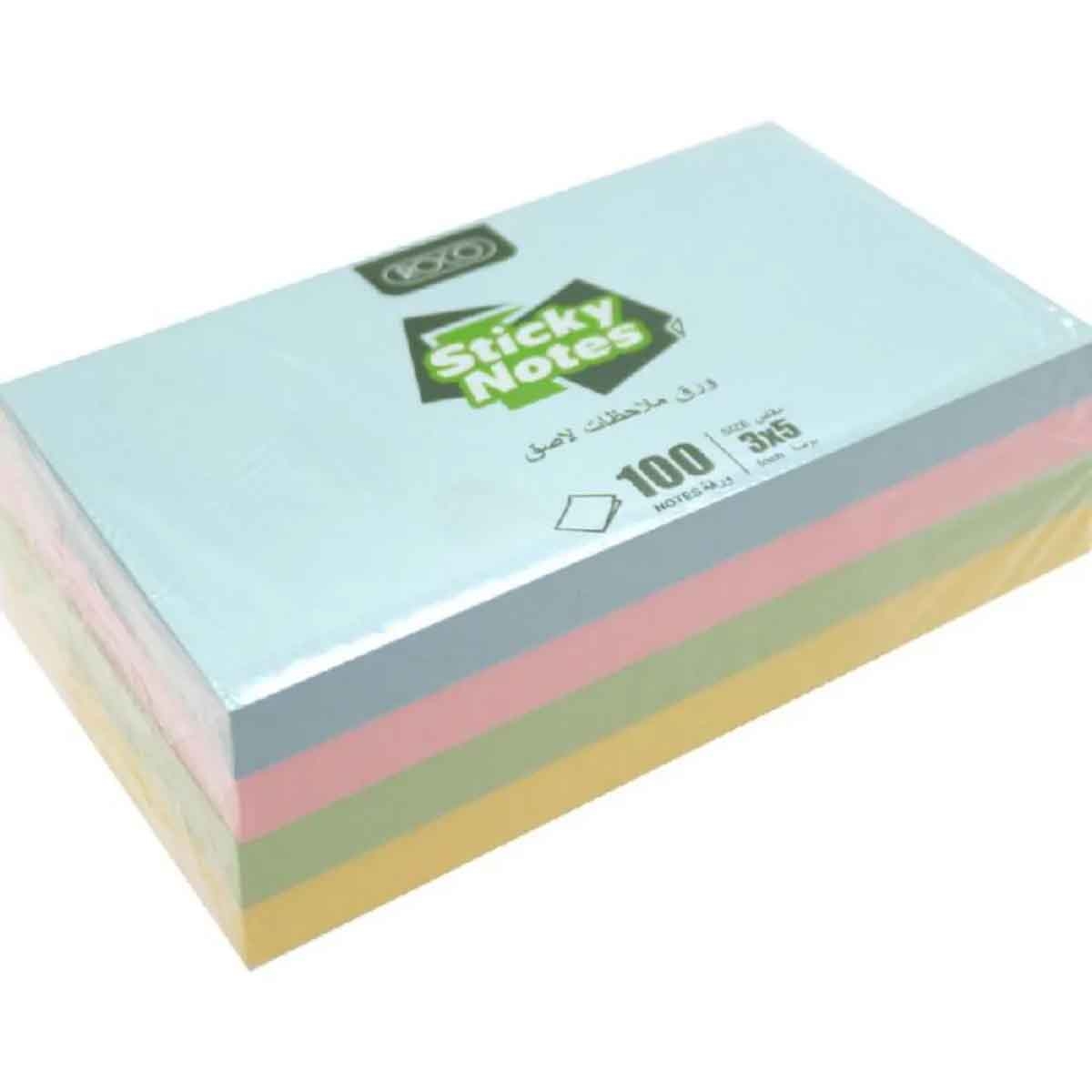 Roco Pastel 100-Piece 3" x 5" Assorted Sticky Notes Pack