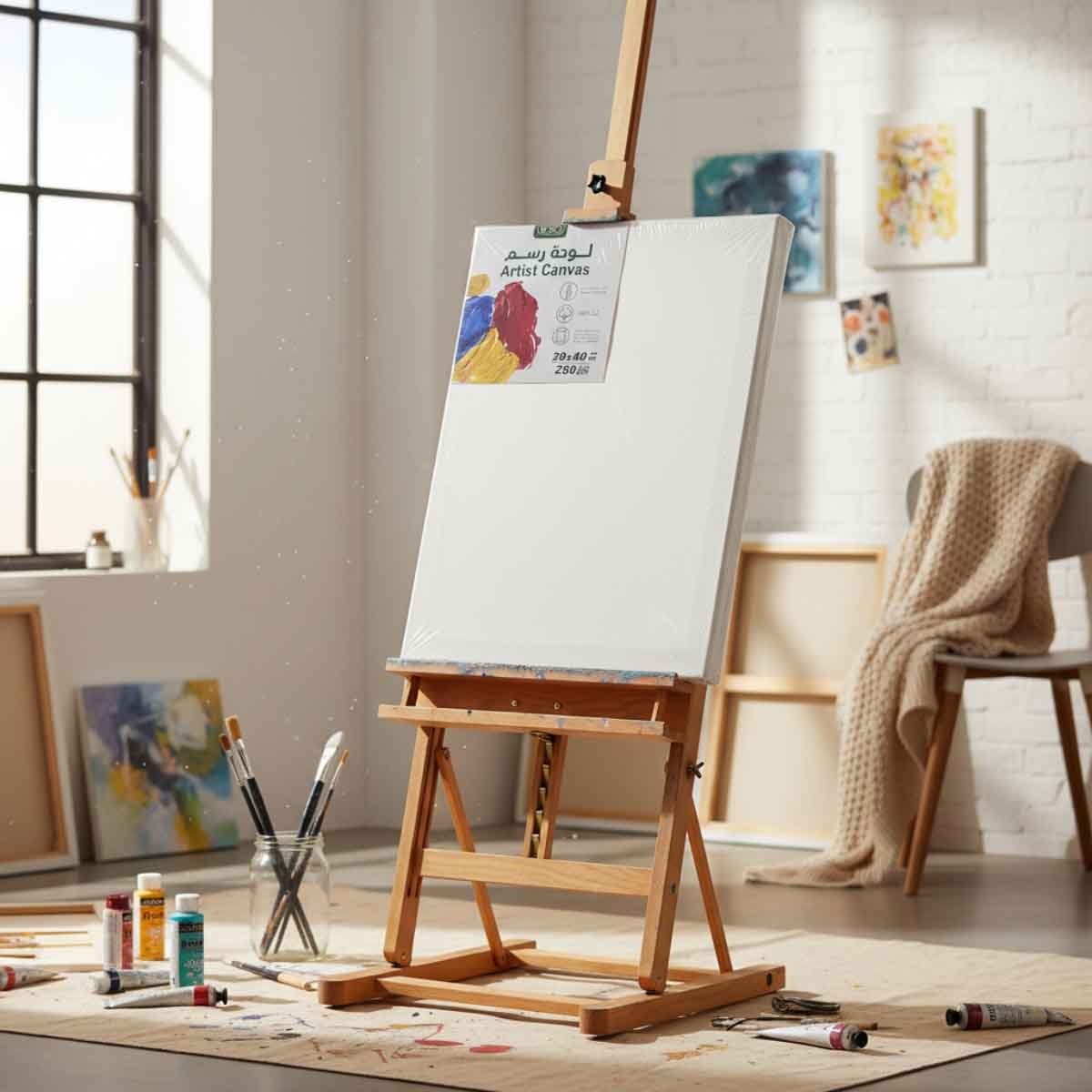 روكو قماش كانفس مشدود مستطيل ملمس خشن 12 × 16 انش