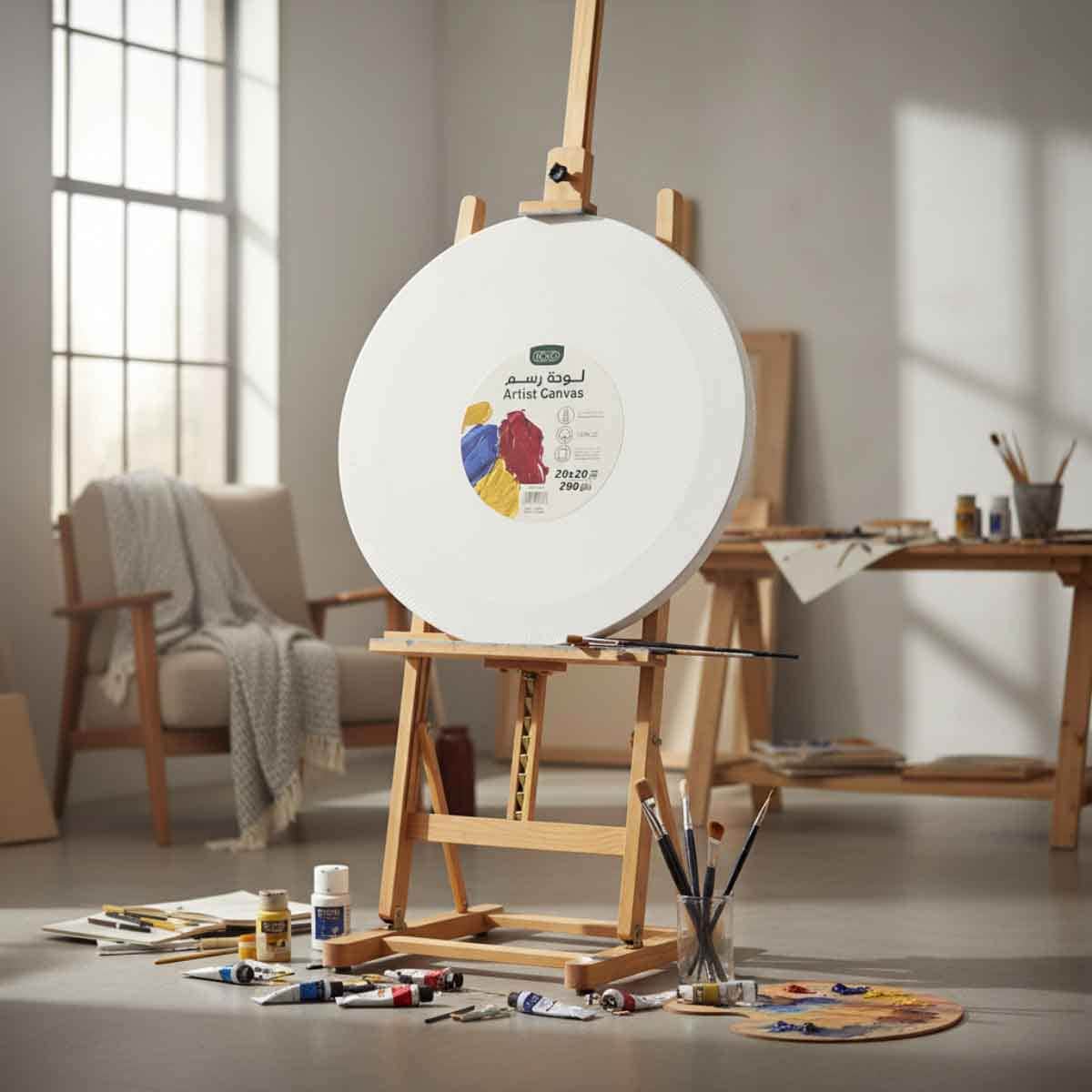 Roco 8" x 8" Round Rough Finish Stretched Canvas