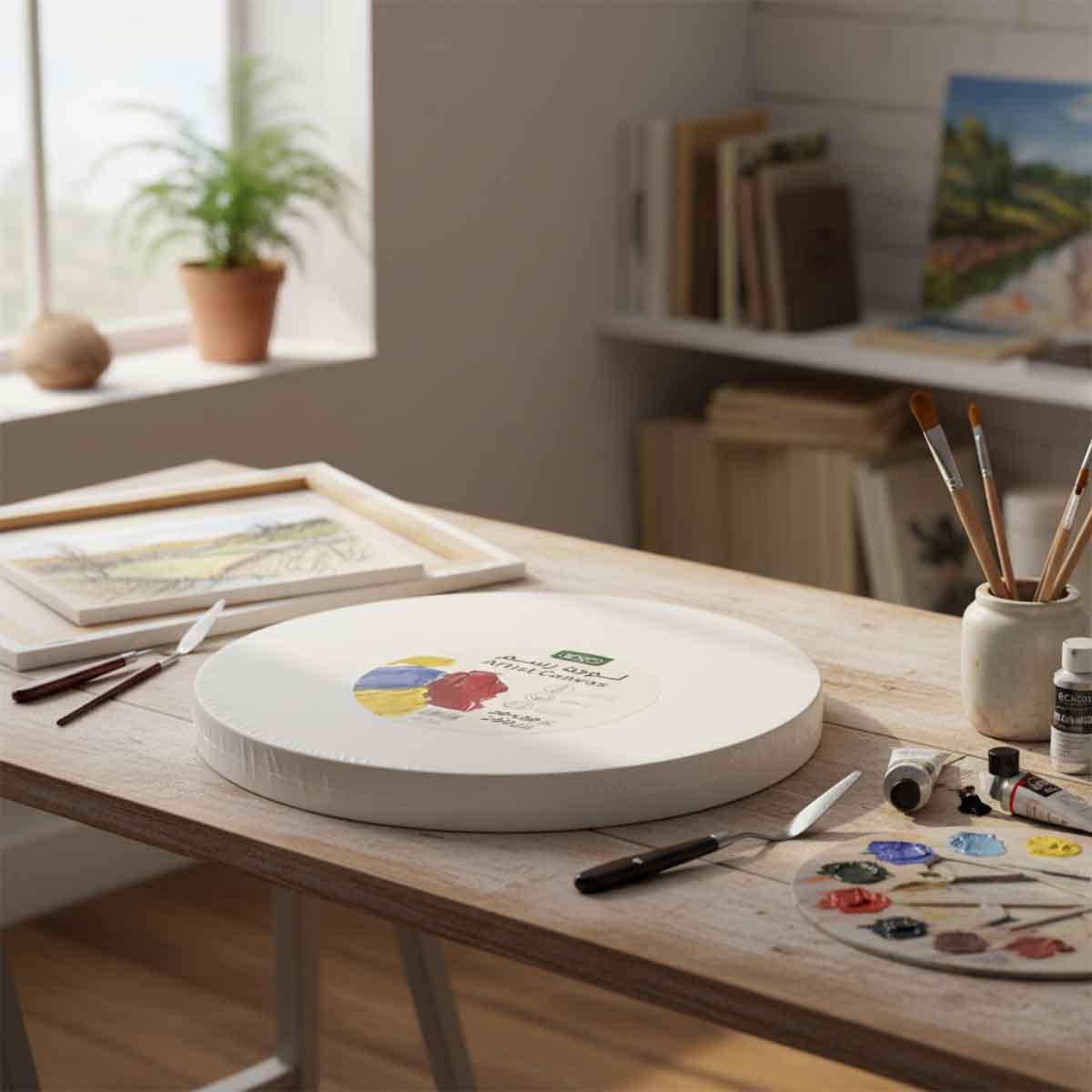 روكو قماش كانفس مشدود دائري ملمس خشن 12 × 12 انش