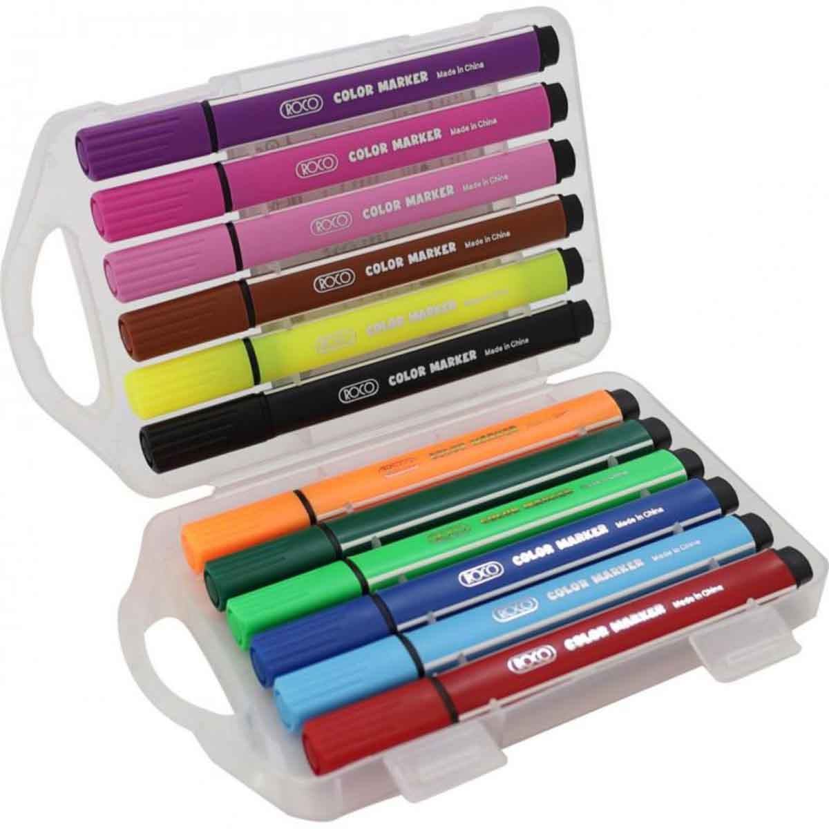 Roco 12-Piece Triangle Assorted Color Marker Set