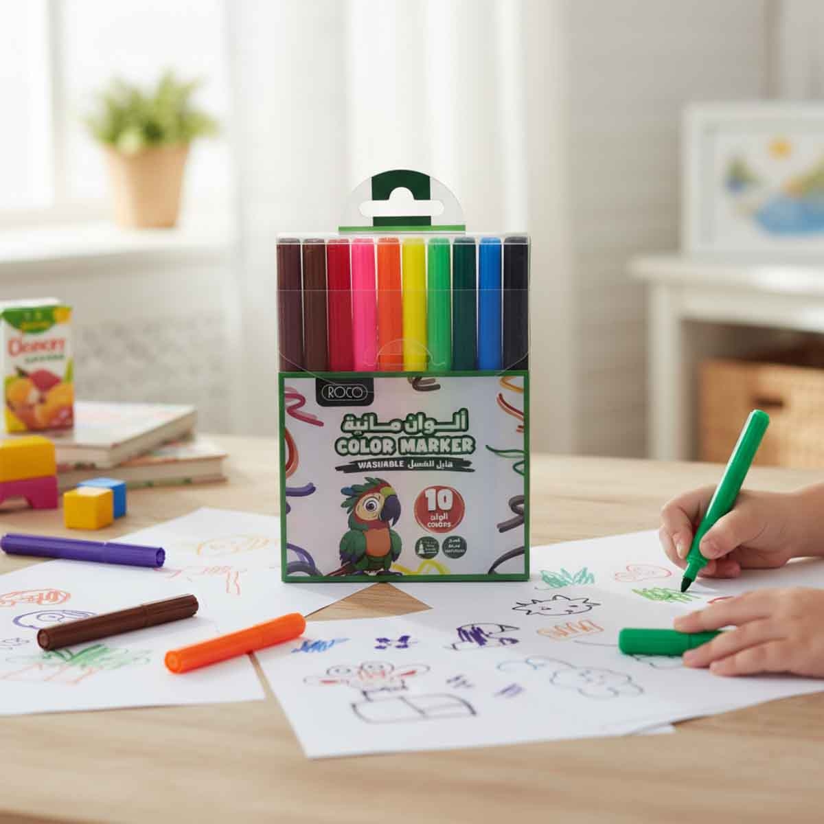 روكو أقلام فلوماستر قابلة للغسل ألوان متعددة 10 قطع