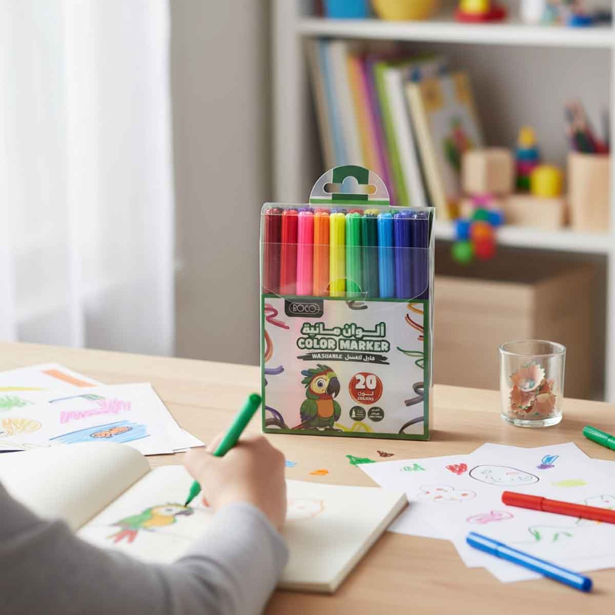 روكو أقلام فلوماستر قابلة للغسل ألوان متعددة 20 قطعة