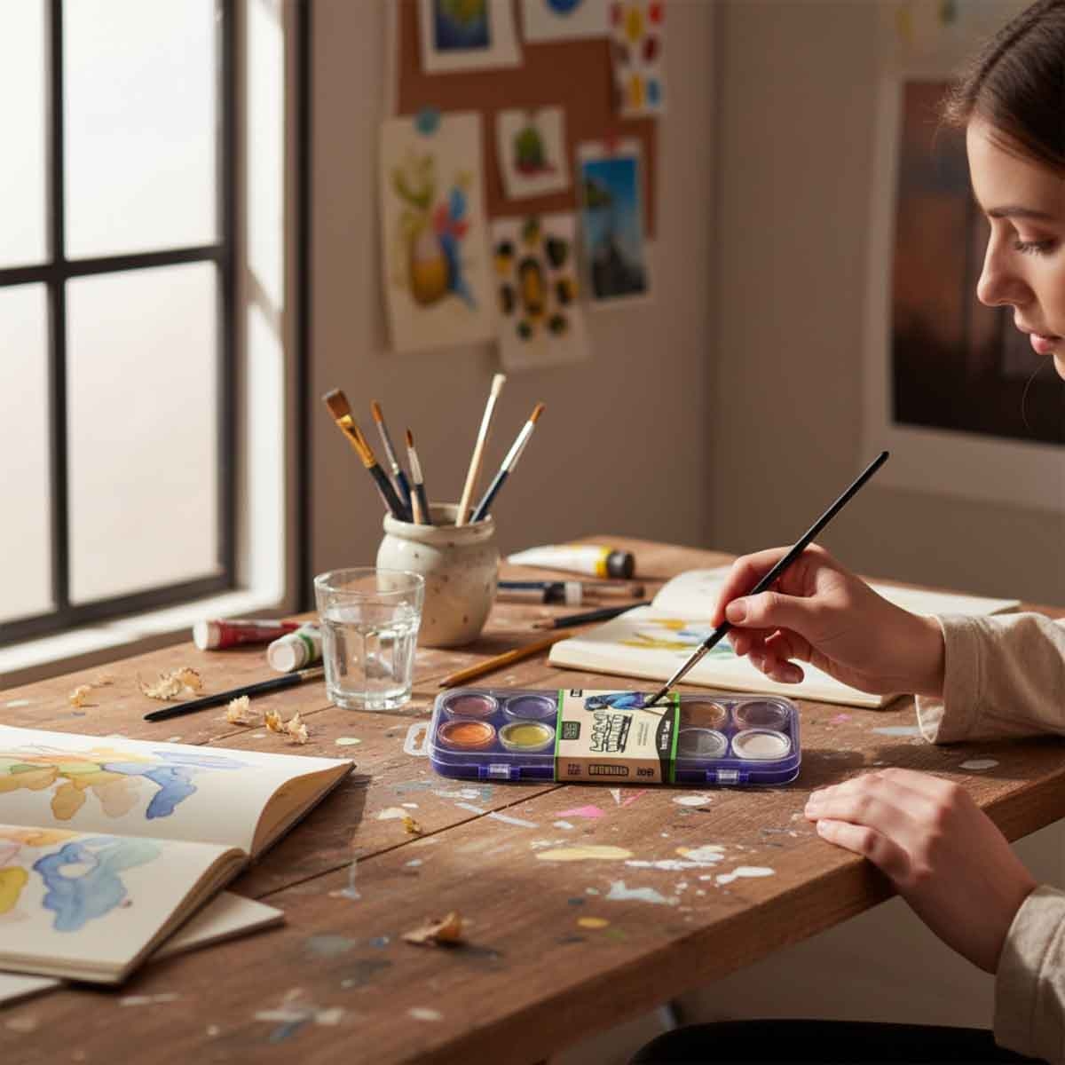 Roco 12-Piece Assorted Metallic Watercolor Water Cake Set