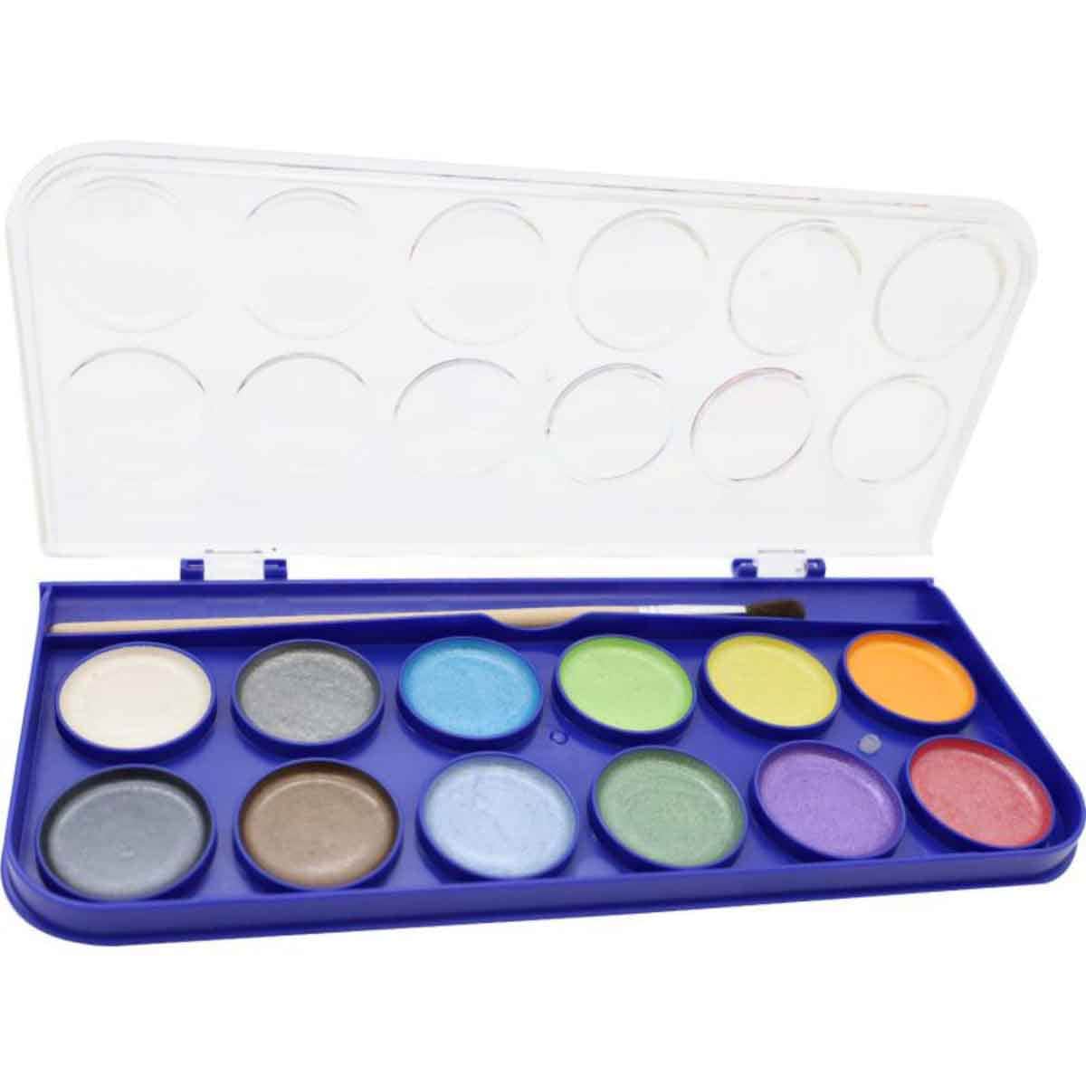 Roco 12-Piece Assorted Metallic Watercolor Water Cake Set