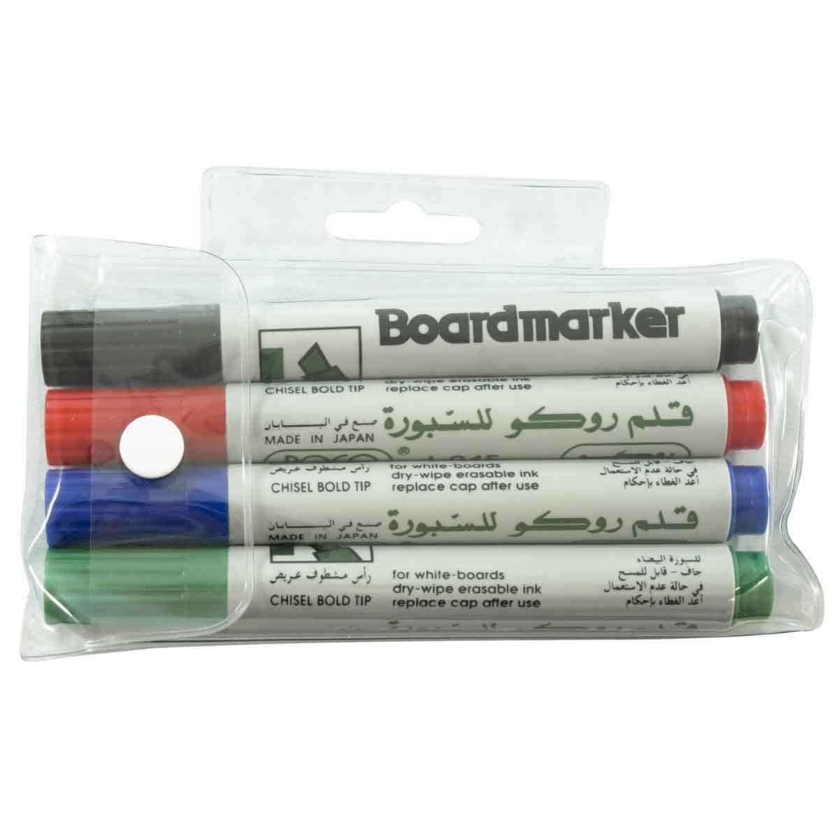 Roco 1.5-5mm Chisel Tip Assorted Color Whiteboard Marker Set