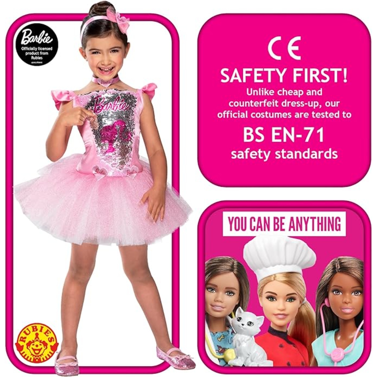 روبيز زي راقصة باليه باربي مقاس M للبنات 5-7 سنوات