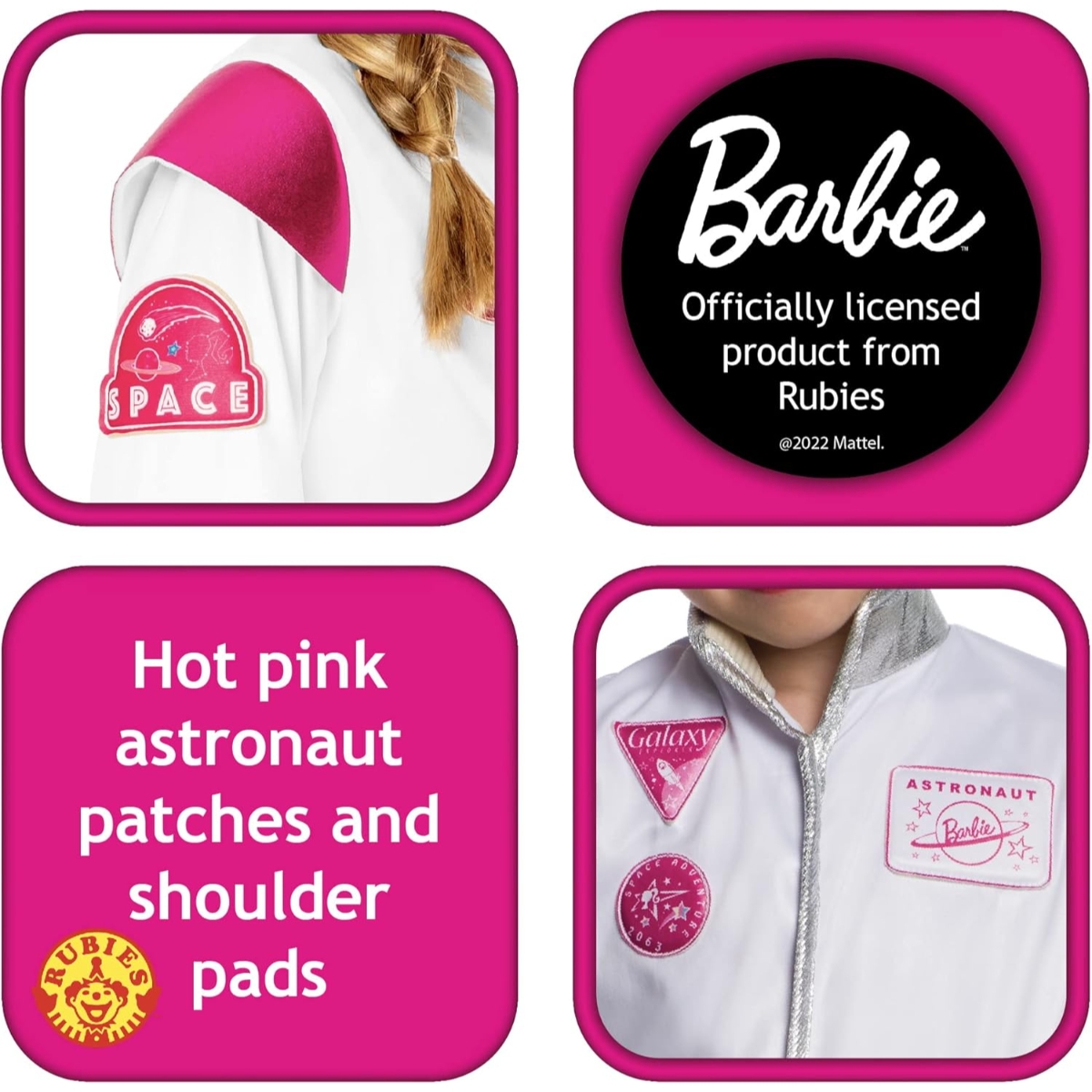 روبيز زي تنكري رائدة فضاء باربي مقاس S للبنات 3-4 سنوات