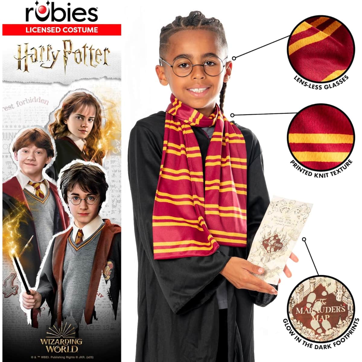 Rubies Standard Harry Potter Scarf & Glasses Set Boys, 13+ Years