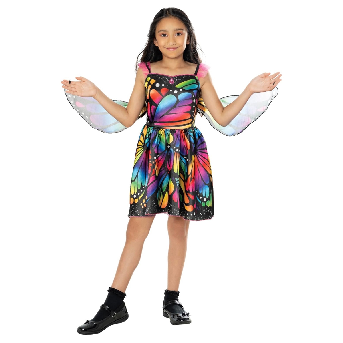 روبيز فستان الفراشة الملون مع أجنحة مقاس XS للبنات 5-7 سنوات