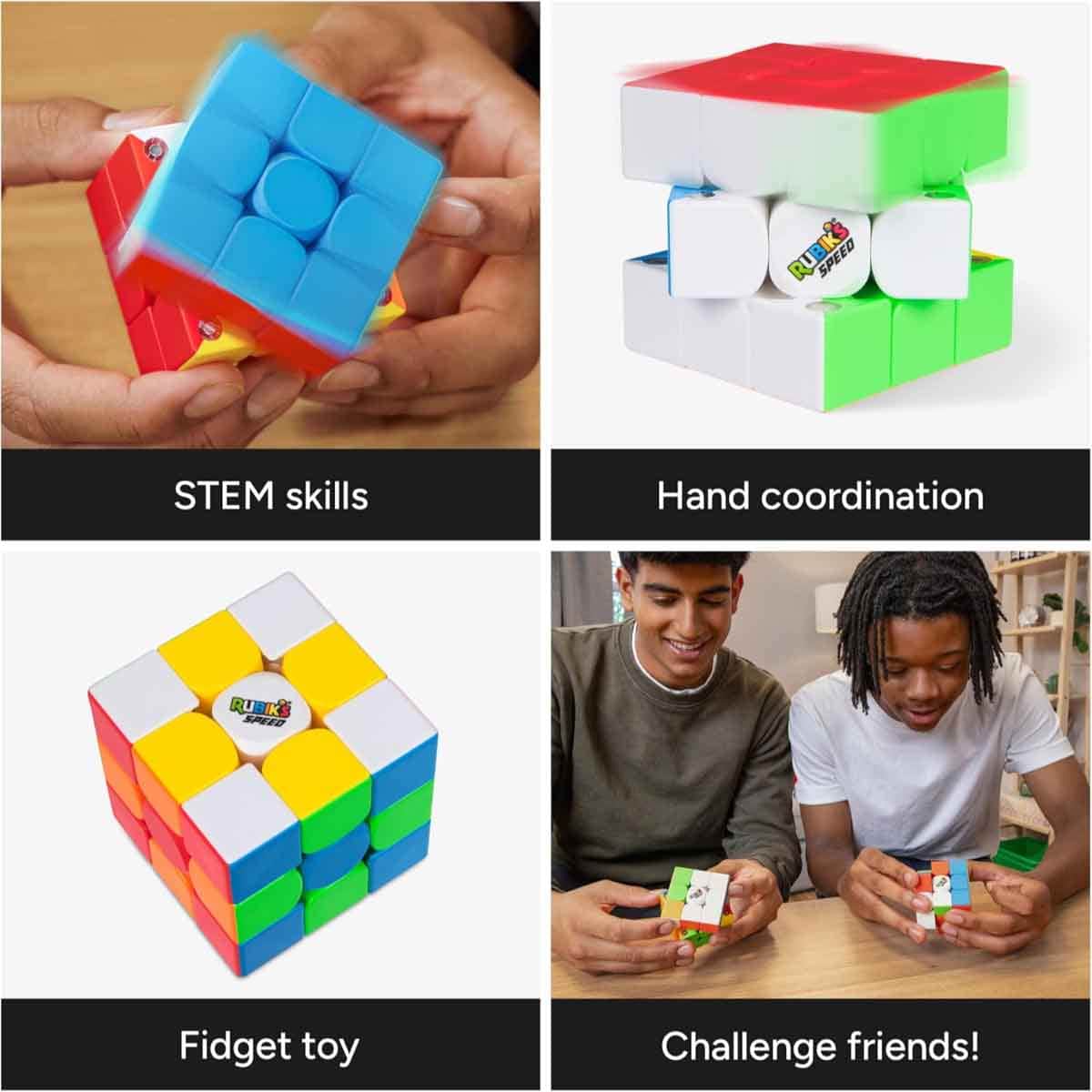 Rubiks 3x3 Magnetic Speed Cube Brain Teaser Toy Unisex, 8-10 Years