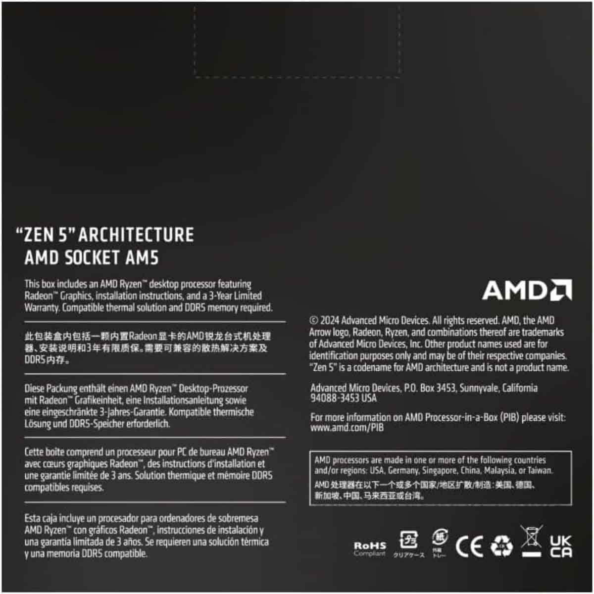AMD Ryzen 5 9600X 3.9GHz 6-Core 12-Thread 38MB Processor