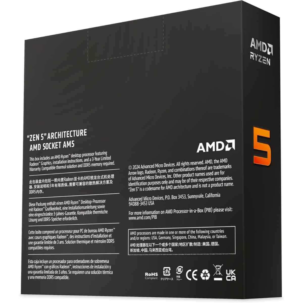 AMD Ryzen 5 9600X 3.9GHz 6-Core 12-Thread 38MB Processor
