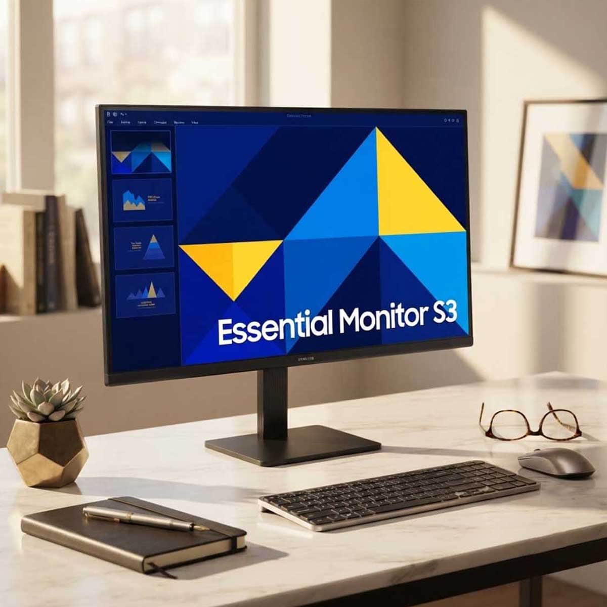 سامسونج شاشة Essential S3 مسطحة بدقة FHD ولوحة IPS ومعدل تحديث 100Hz