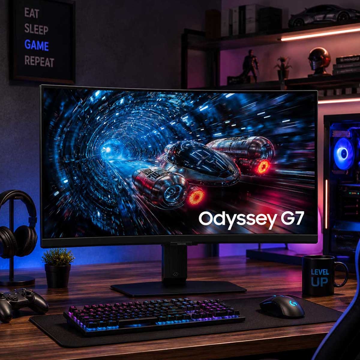 Samsung 27" Odyssey G7 Flat 4K IPS 180Hz/360Hz Gaming Monitor