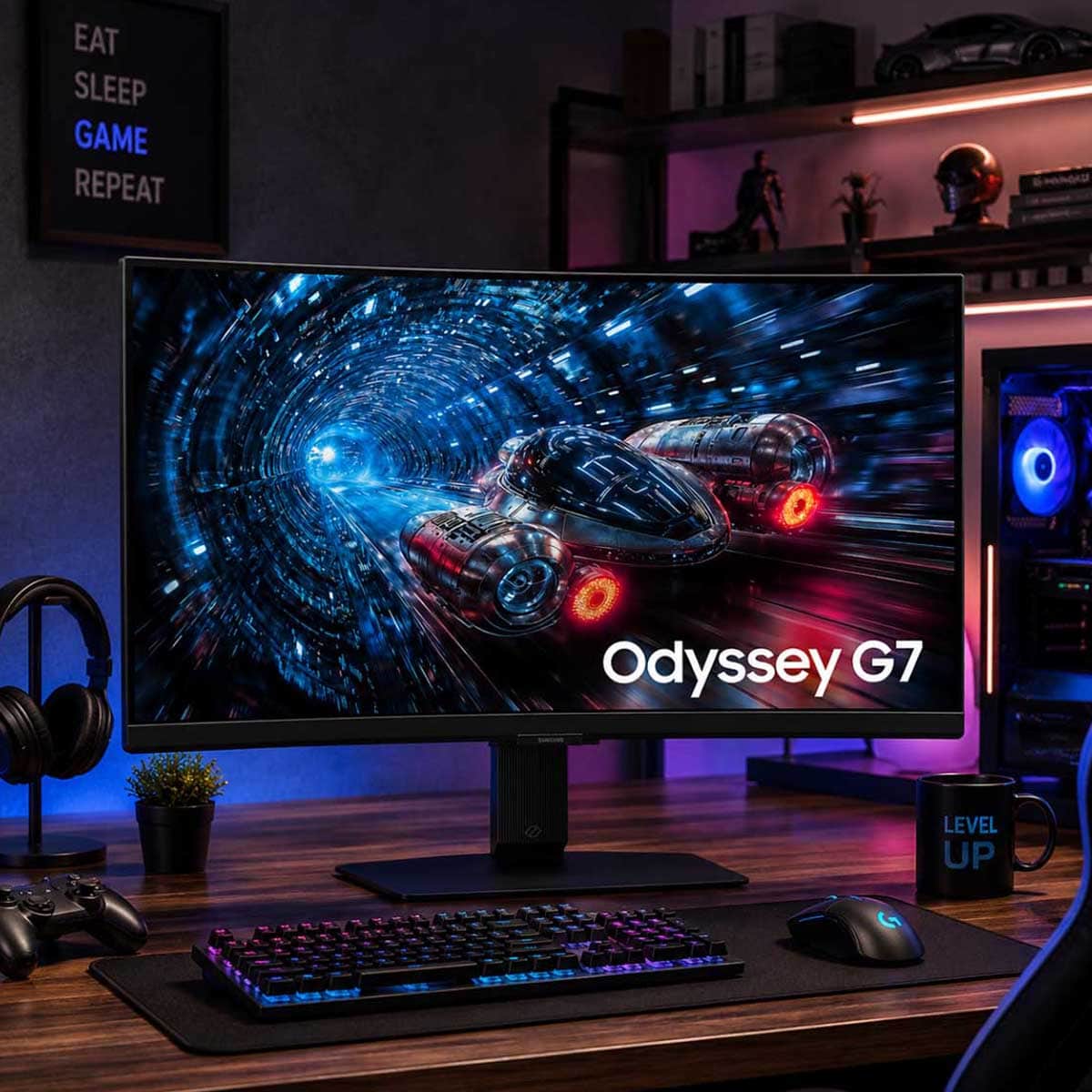 Samsung 27" Odyssey G7 Flat 4K IPS 180Hz/360Hz Gaming Monitor