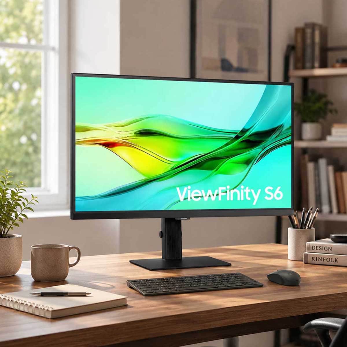سامسونج شاشة ViewFinity S6 S60UD مسطحة مقاس 27 انش بدقة QHD ولوحة IPS ومعدل تحديث 100Hz