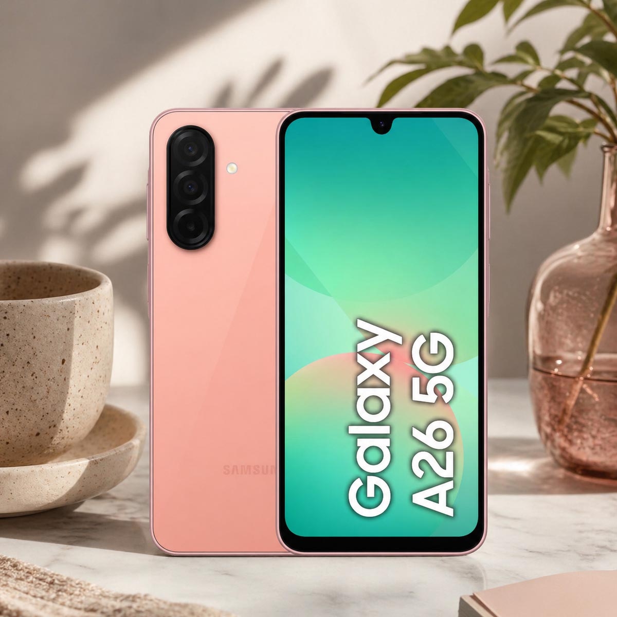 Samsung Galaxy A26 5G Android Smartphone (6GB RAM, 128GB Storage) - Pink, KSA Version