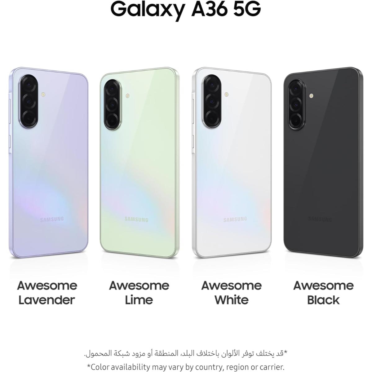 Samsung Galaxy A36 5G Android Smartphone (8GB RAM, 128GB Storage) - Awesome Lavender, KSA Version