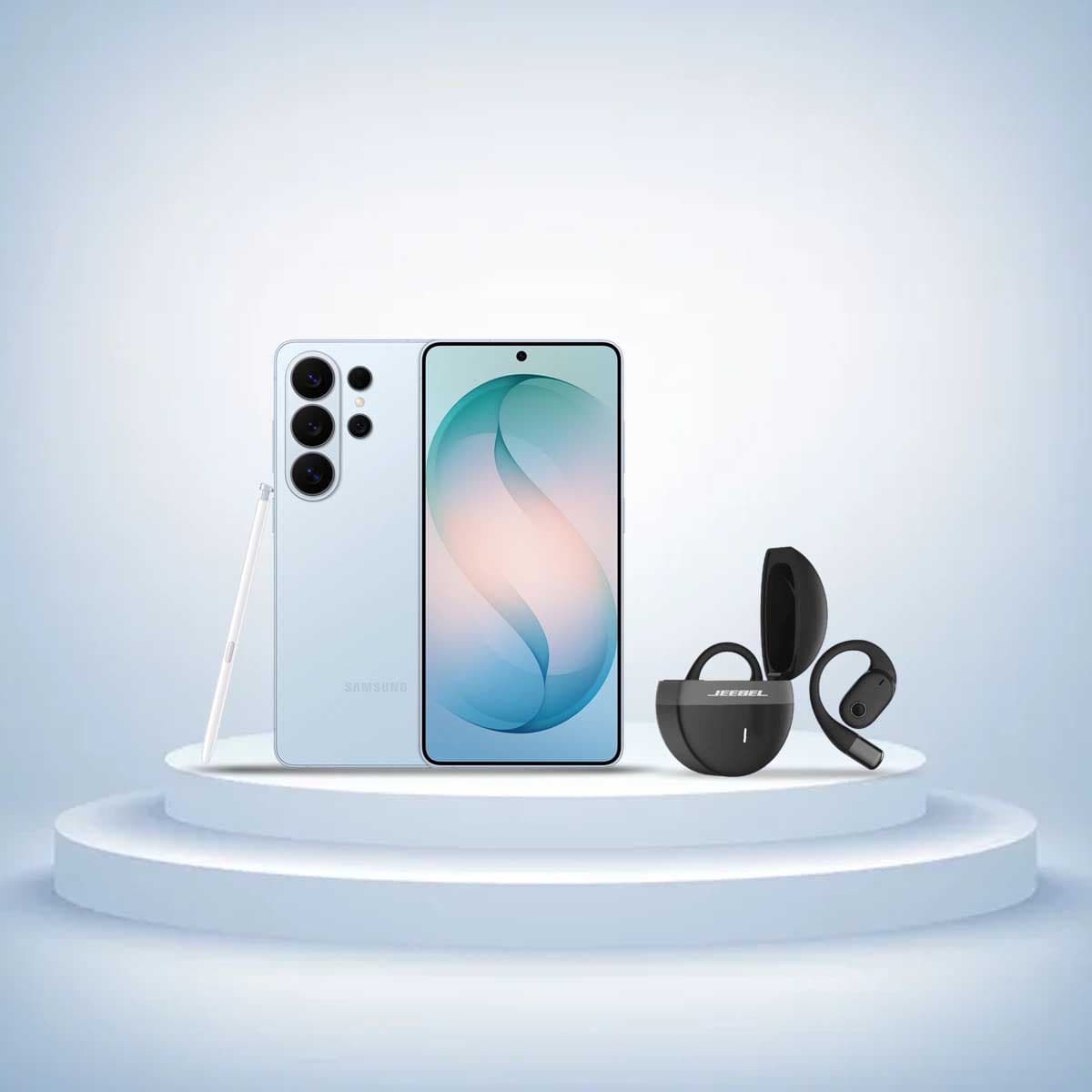 Samsung Galaxy S26 Ultra Blue (12GB + 512GB), KSA Version + Jeebel Black OWS Bluetooth Wireless Earbuds Bundle