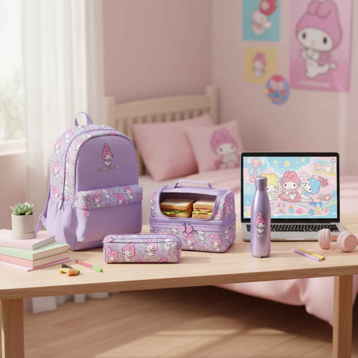 ماي ميلودي مجموعة حقيبة ظهر 4 في 1 مع زجاجة ومقلمة وحقيبة غداء