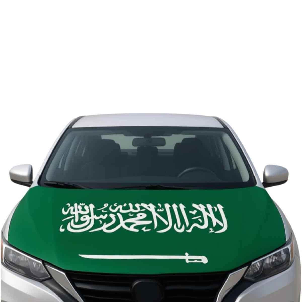 Saudi National Day 95 Flag Sword Design Car Bonnet Cover