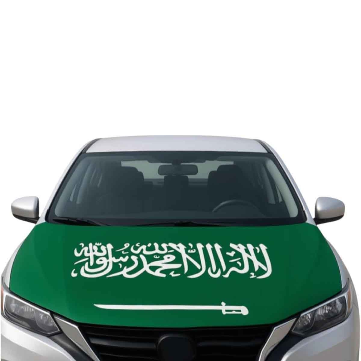 غطاء محرك للسيارة بتصميم سيف وعلم اليوم الوطني السعودي 95