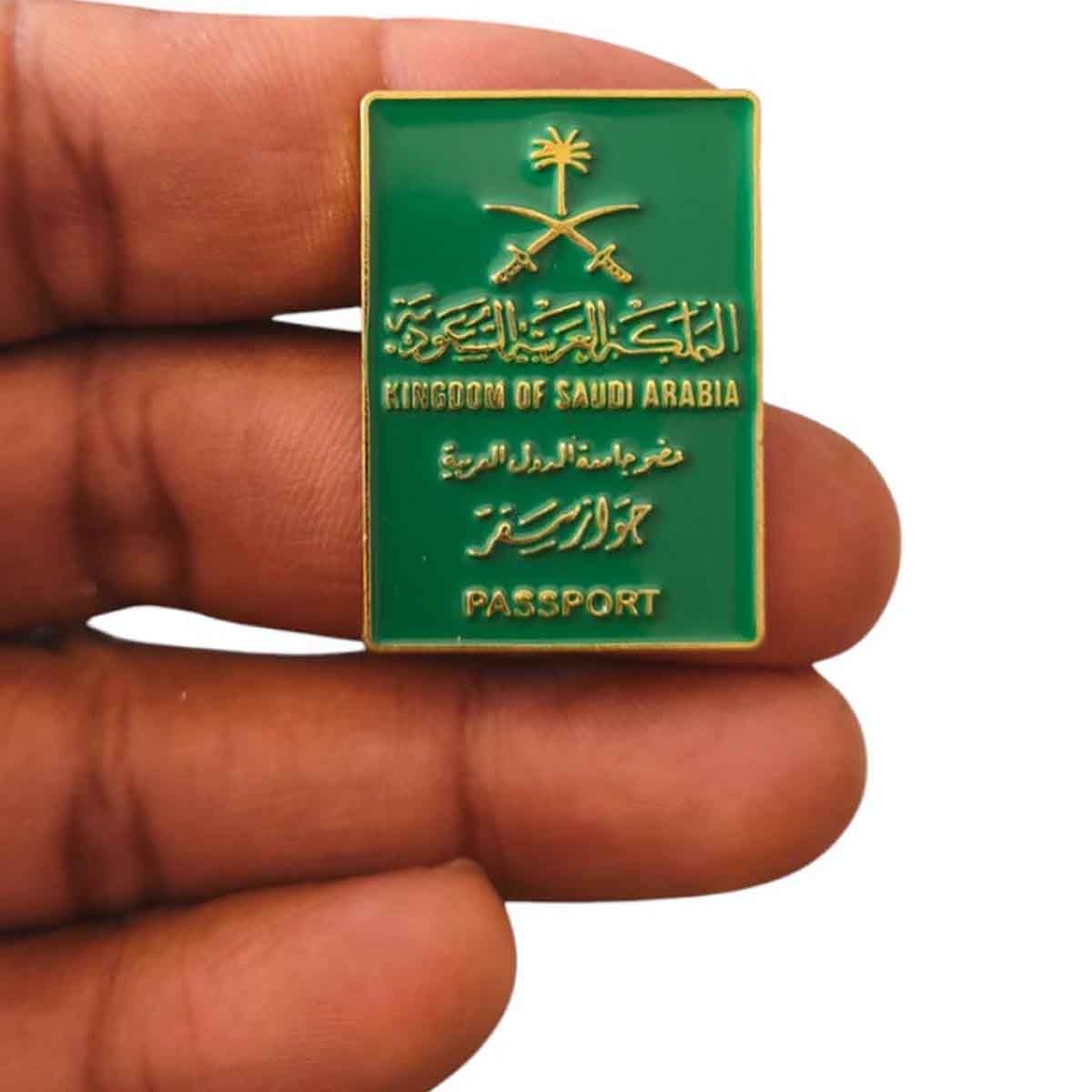 Saudi Passport Shape Metal Sticker Badge