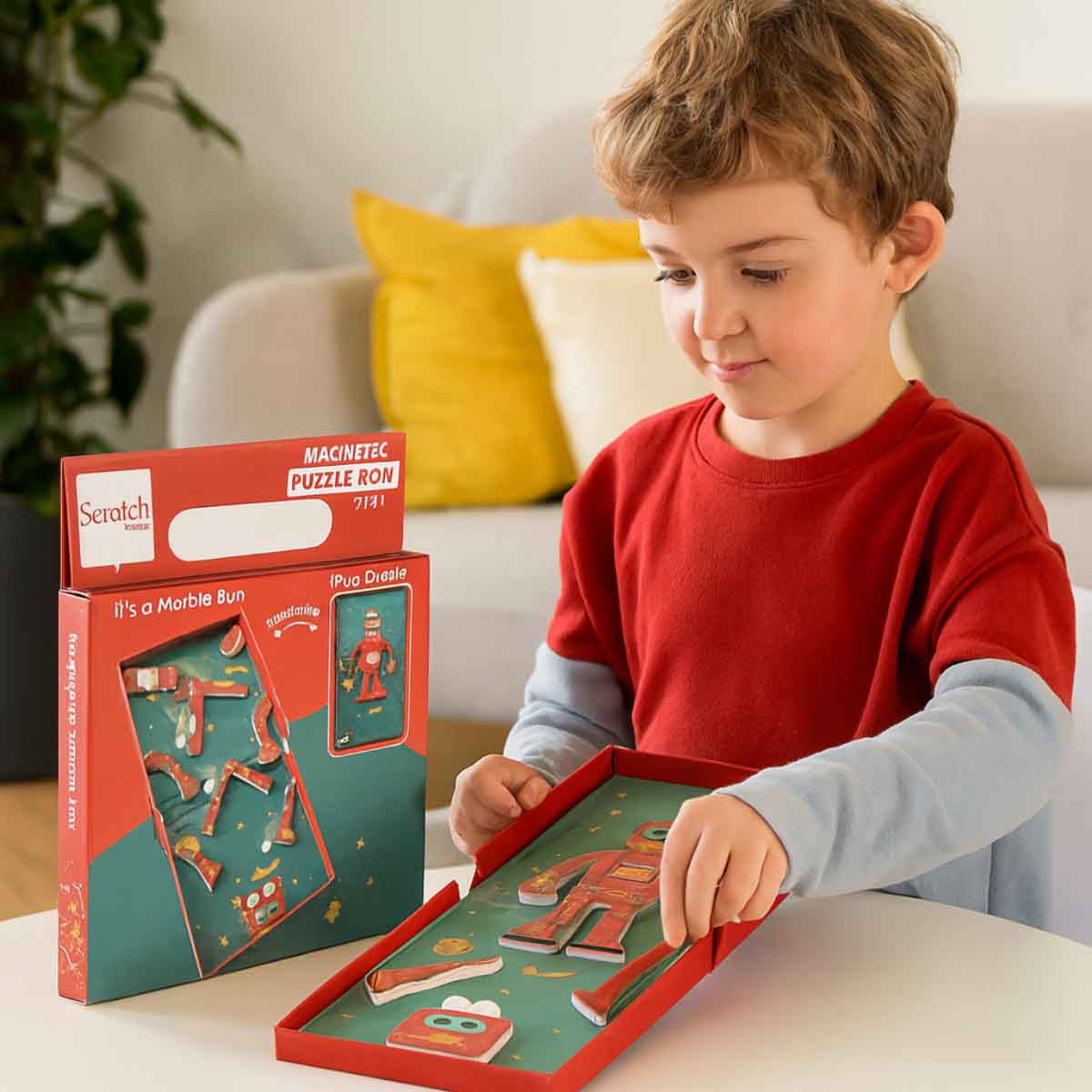 Scratch Europe 11-Pieces Robot Magnetic Puzzle Unisex, 3-4 Years