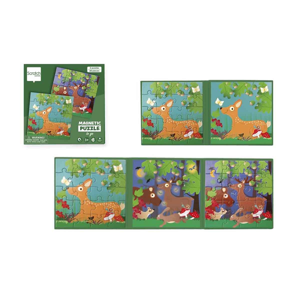 Scratch Europe 20-Pieces Forest Life Magnetic Book Puzzle Unisex, 3-4 Years