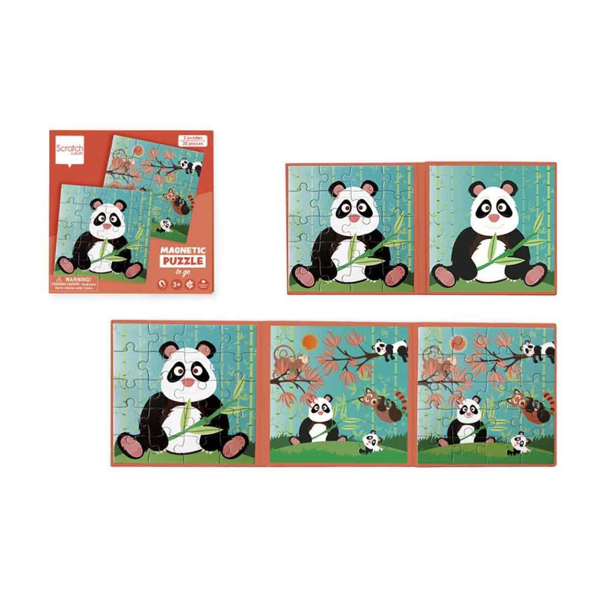 Scratch Europe 20-Pieces Panda Magnetic Book Puzzle Unisex, 3-4 Years