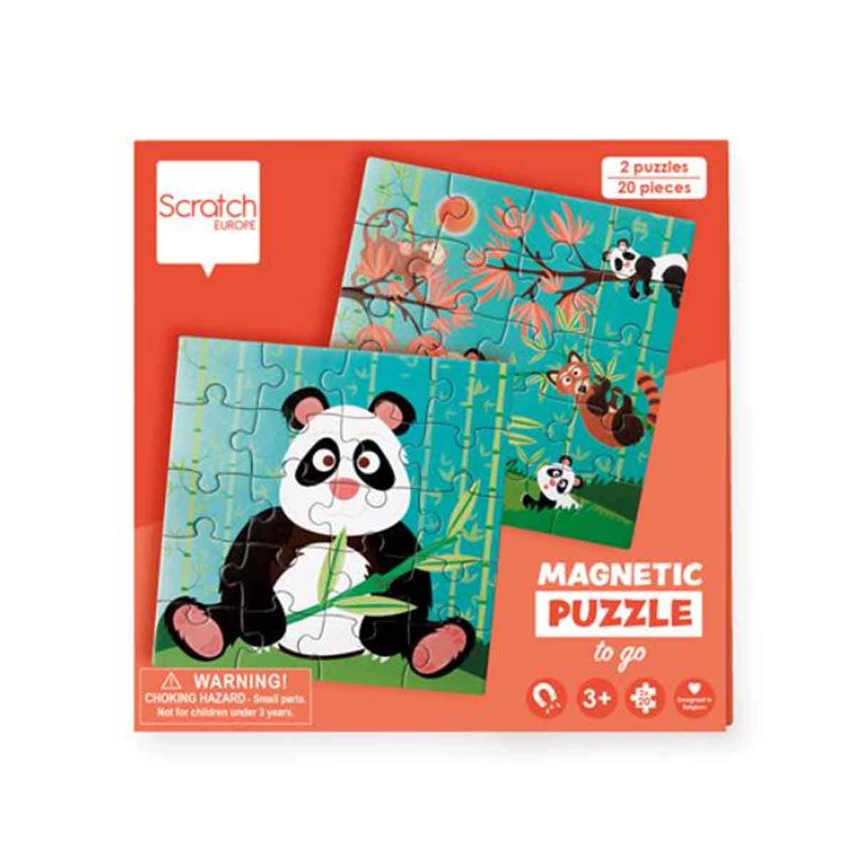 Scratch Europe 20-Pieces Panda Magnetic Book Puzzle Unisex, 3-4 Years