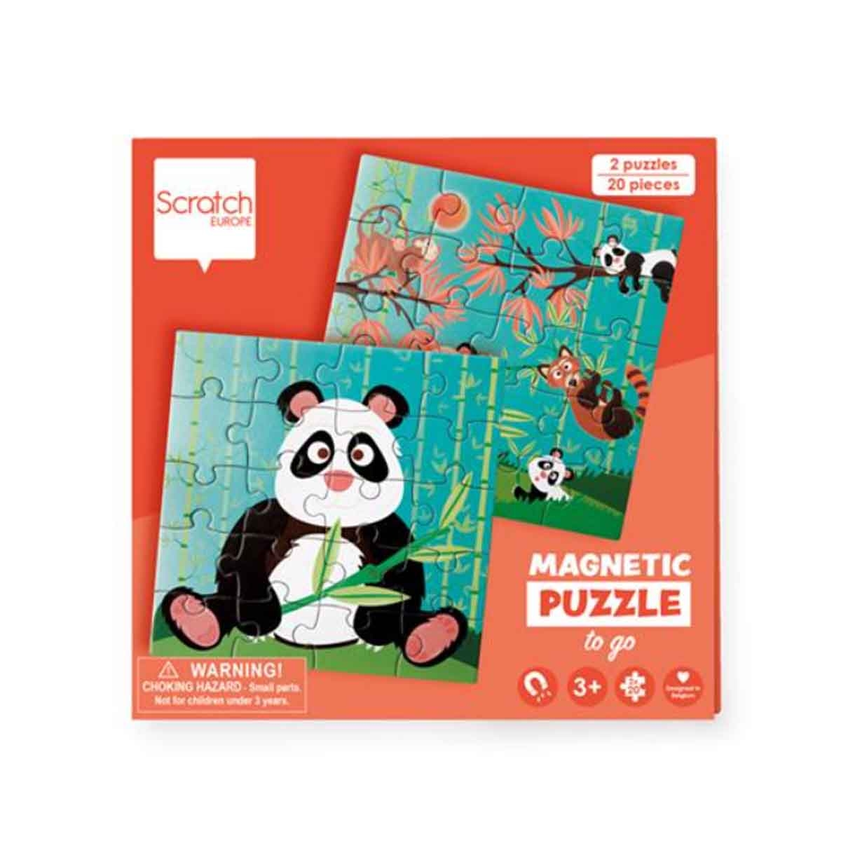 Scratch Europe 20-Pieces Panda Magnetic Book Puzzle Unisex, 3-4 Years