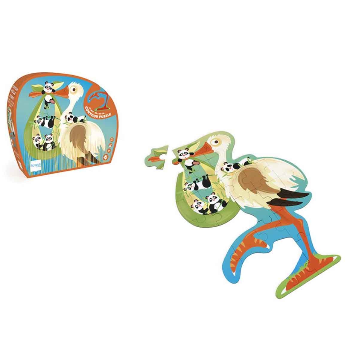 Scratch Europe 24-Pieces Stork Contour Puzzle Unisex, 3-4 Years