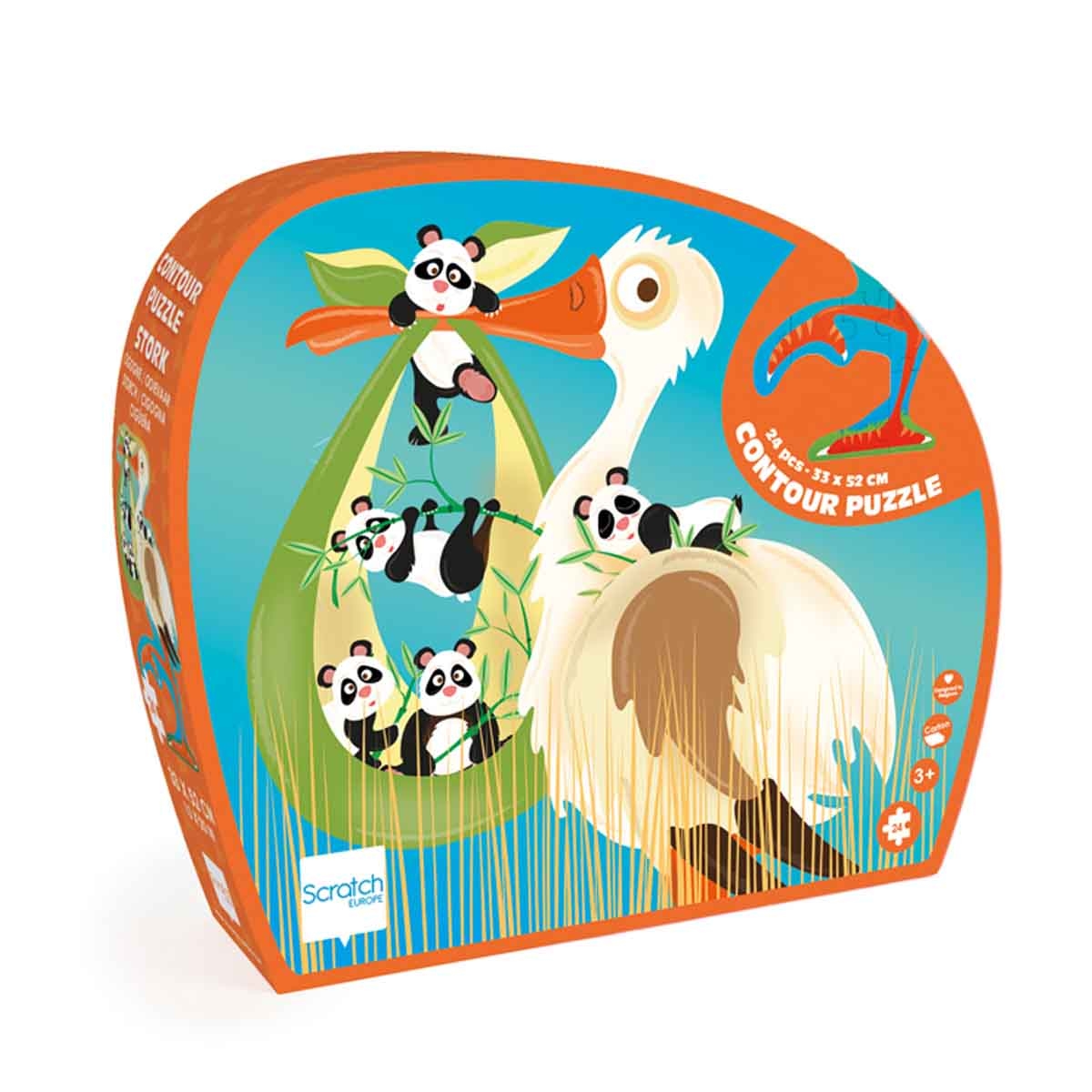 Scratch Europe 24-Pieces Stork Contour Puzzle Unisex, 3-4 Years