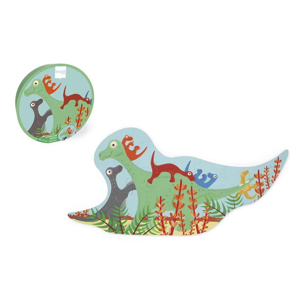 Scratch Europe 30-Pieces Dino ContourPuzzle Unisex, 3-4 Years
