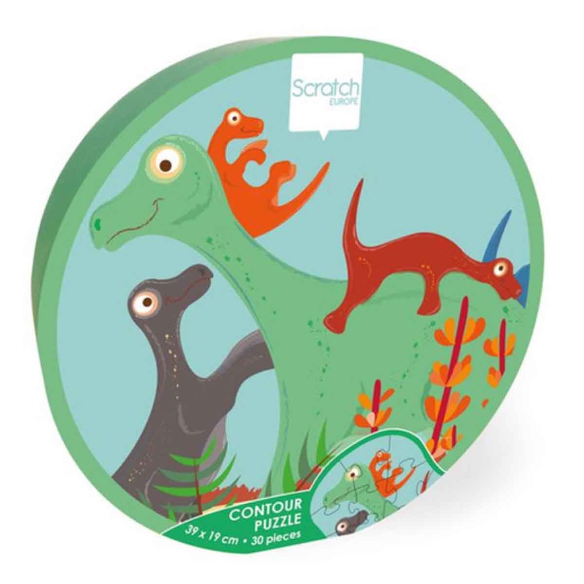 Scratch Europe 30-Pieces Dino ContourPuzzle Unisex, 3-4 Years