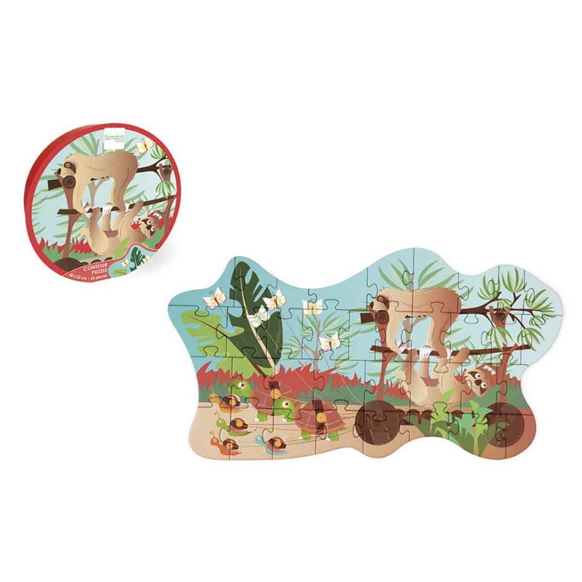 Scratch Europe 35-Pieces Sloth Contour Puzzle Unisex, 3-4 Years