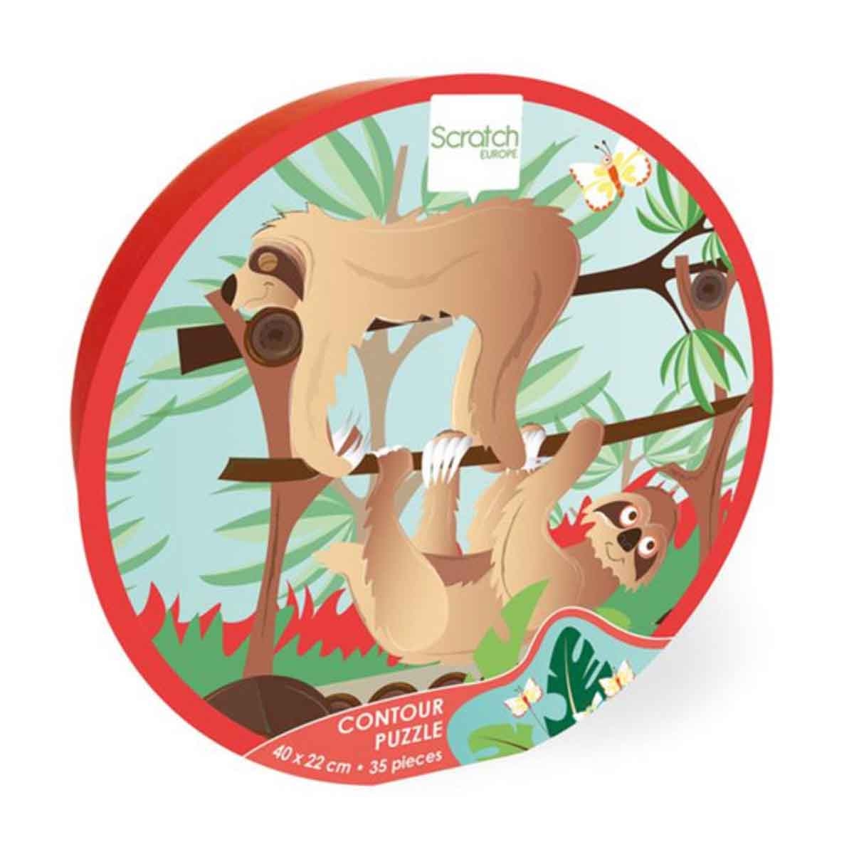 Scratch Europe 35-Pieces Sloth Contour Puzzle Unisex, 3-4 Years