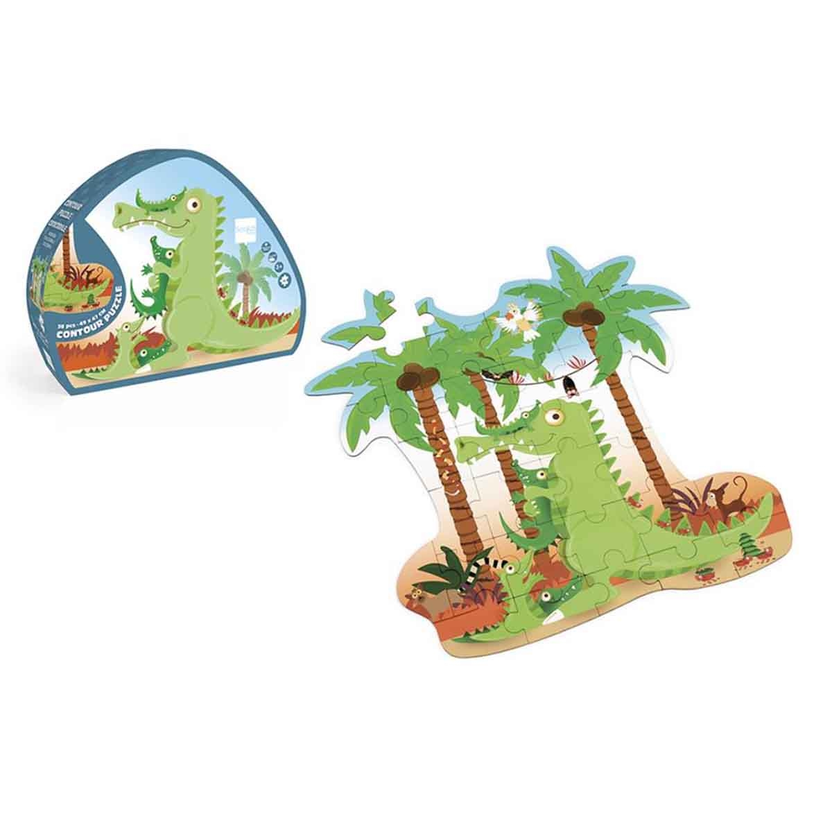 Scratch Europe 36-Pieces Crocodile Contour Puzzle Unisex, 3-4 Years