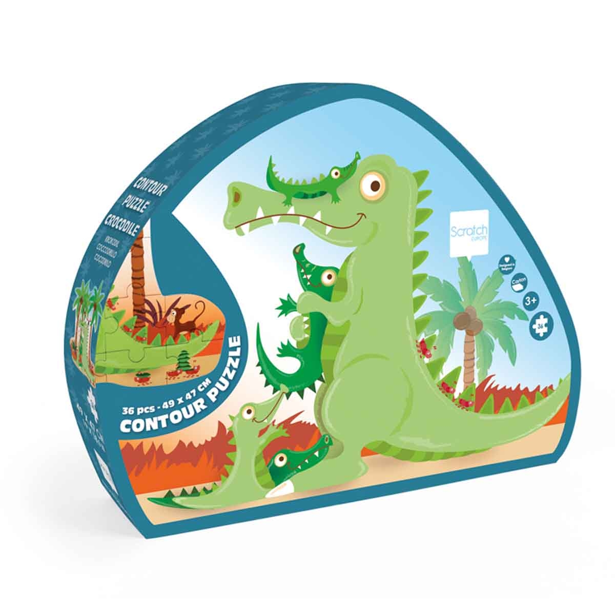 Scratch Europe 36-Pieces Crocodile Contour Puzzle Unisex, 3-4 Years