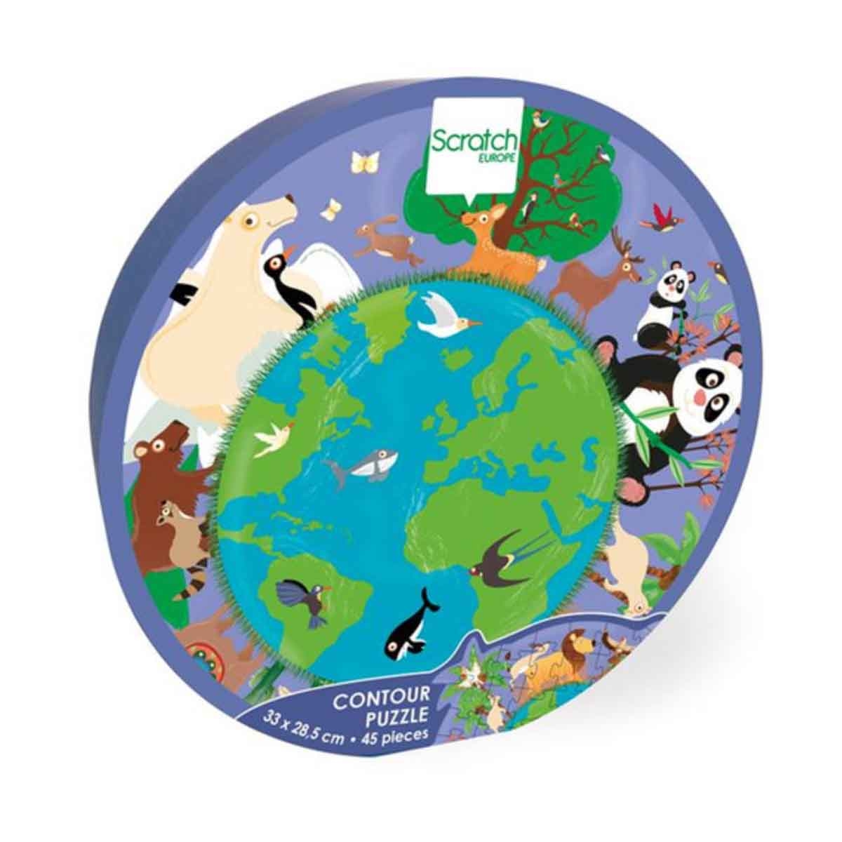 Scratch Europe 45-Pieces World Contour Puzzle Unisex, 3-4 Years