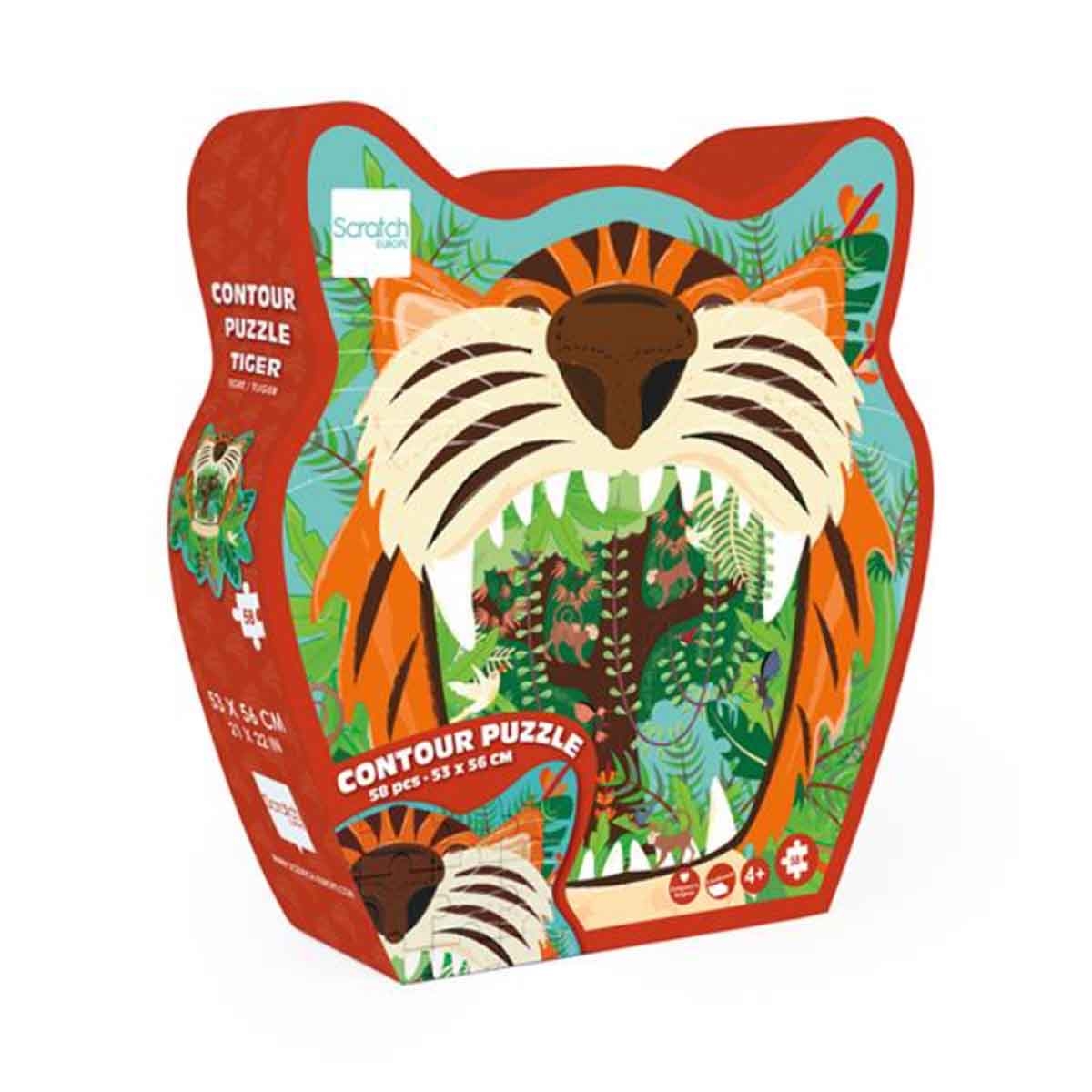 Scratch Europe 58-Pieces Tiger Contour Puzzle Unisex, 3-4 Years